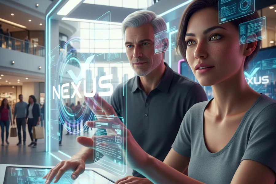 Experiential marketing setup with hologram display at brand event