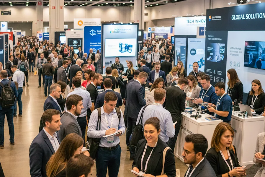 Exhibition stall design with branded display setup